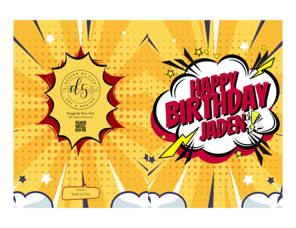 Personalized Comic Action Birthday Card