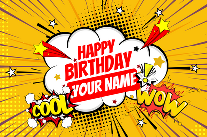Personalized Comic Action Birthday Postcard
