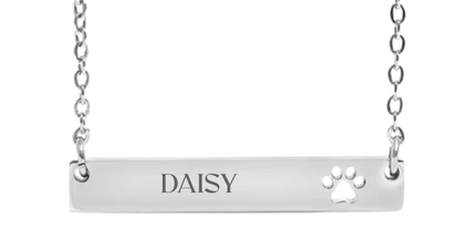 Colorful Cutout Paw Print Bar Necklace