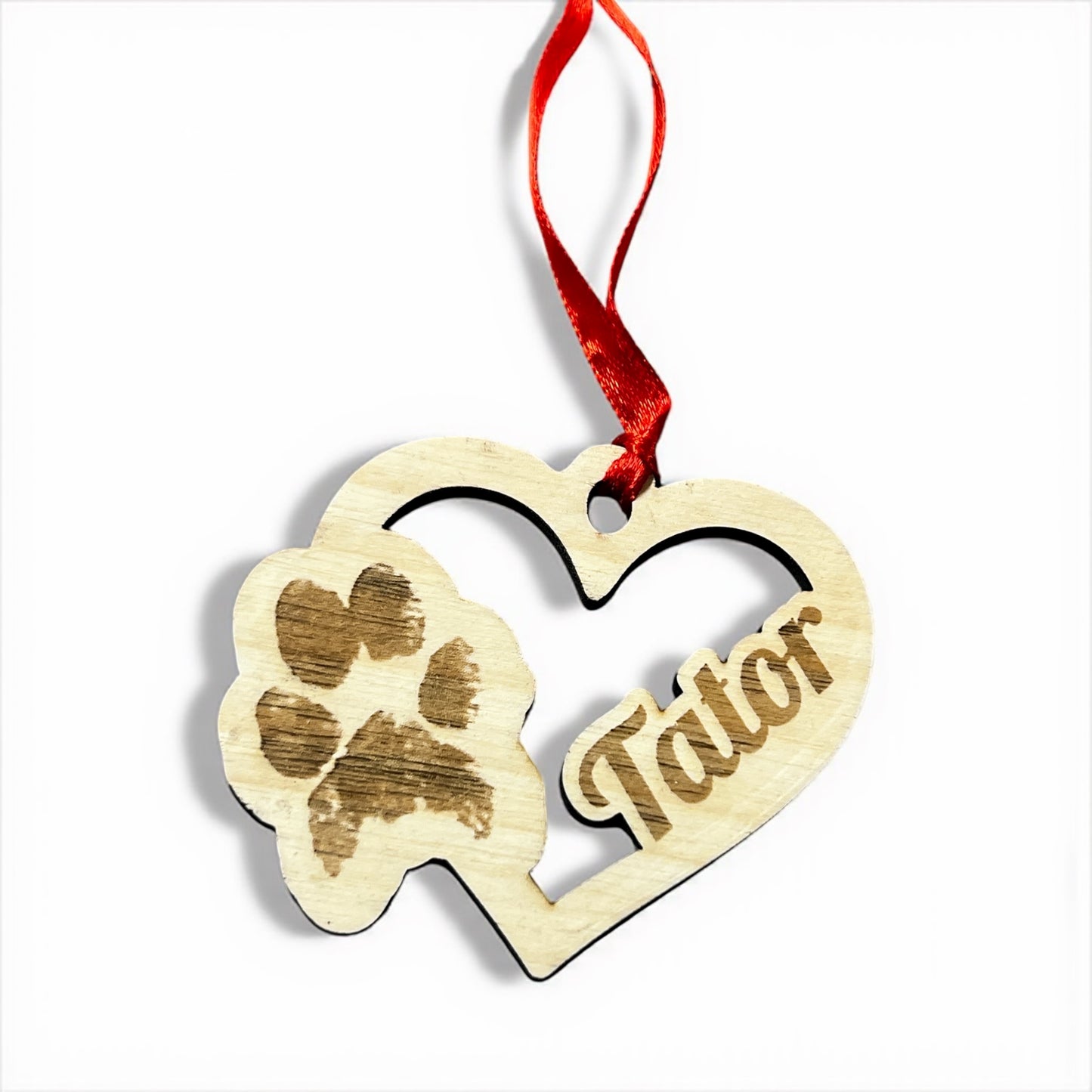 Heart & Paw Engraved Pet Ornament
