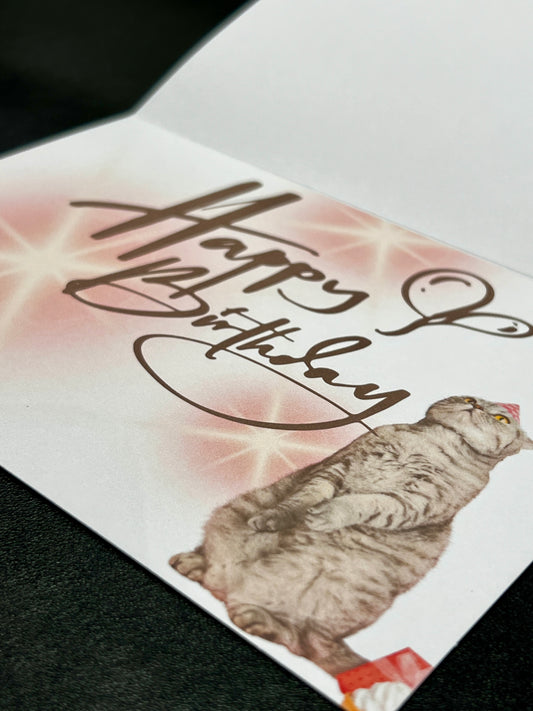 Glitter Kitty HAPPY BIRTHDAY Card