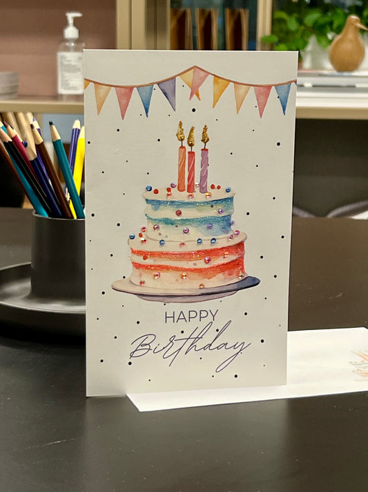 Scrumptious Sparkle Cake Birthday Card