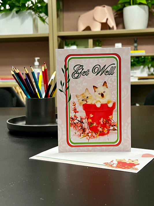 GET WELL Kittens Greeting Card