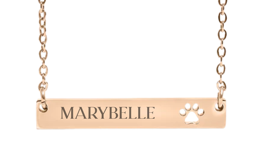 Colorful Cutout Paw Print Bar Necklace