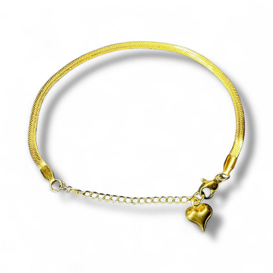 Gold Herringbone Chain Anklet