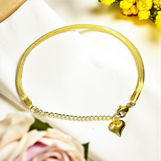 Gold Herringbone Chain Anklet