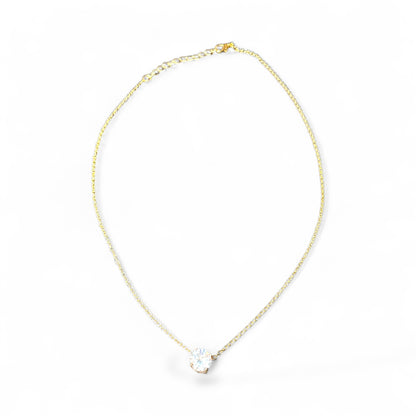 14K Gold Solitaire Pendant Necklace