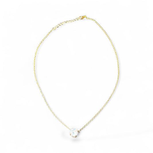 14K Gold Solitaire Pendant Necklace