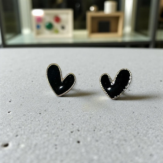 Black Heart Golden Earrings