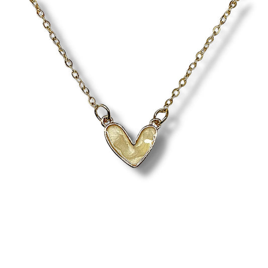 Golden Pearl Heart Necklace