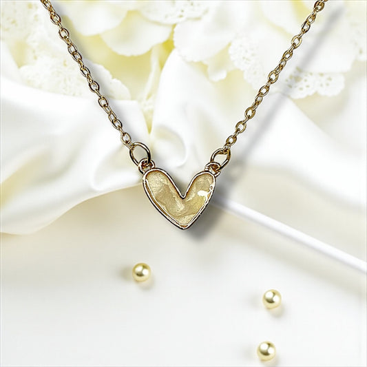 Golden Pearl Heart Necklace