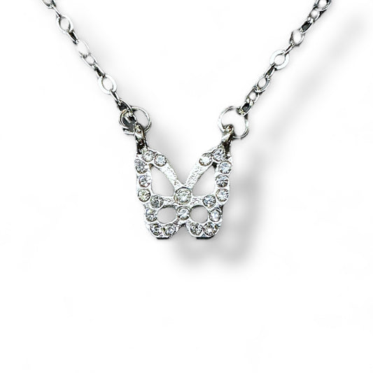 Mini Silver Butterfly Necklace