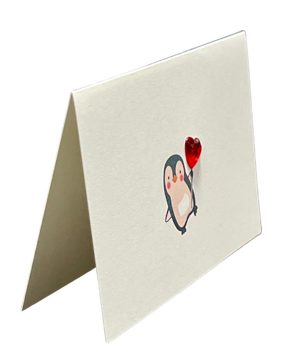 3D Heart Penguin Mini Card