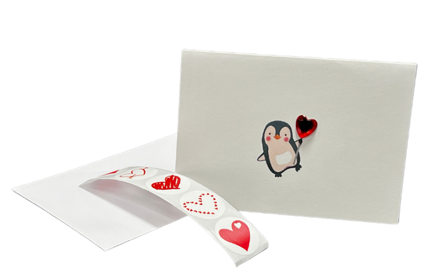 3D Heart Penguin Mini Card