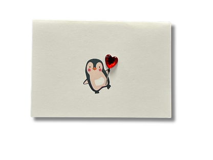 3D Heart Penguin Mini Card