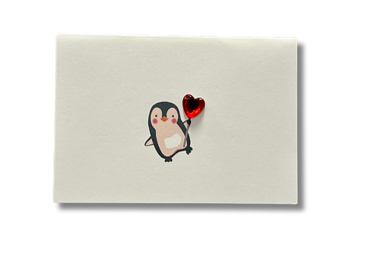 3D Heart Penguin Mini Card