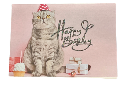 Glitter Kitty HAPPY BIRTHDAY Card