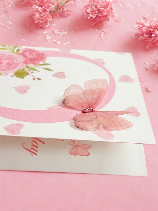 Monogram Floral Pink Birthday Card