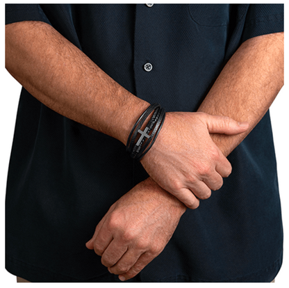 The Leather Banded Cross Bracelet