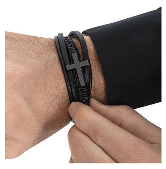 The Leather Banded Cross Bracelet