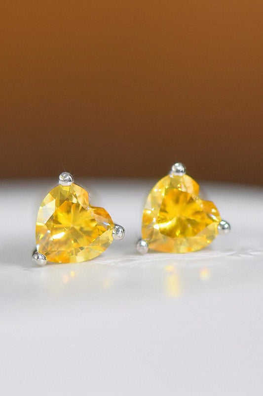 2 Carat Yellow Heart Moissanite Earrings