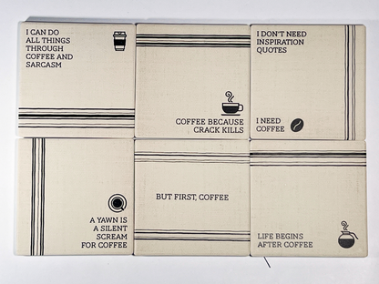 Coffee Sarcasm Coaster Set, 6 pcs.