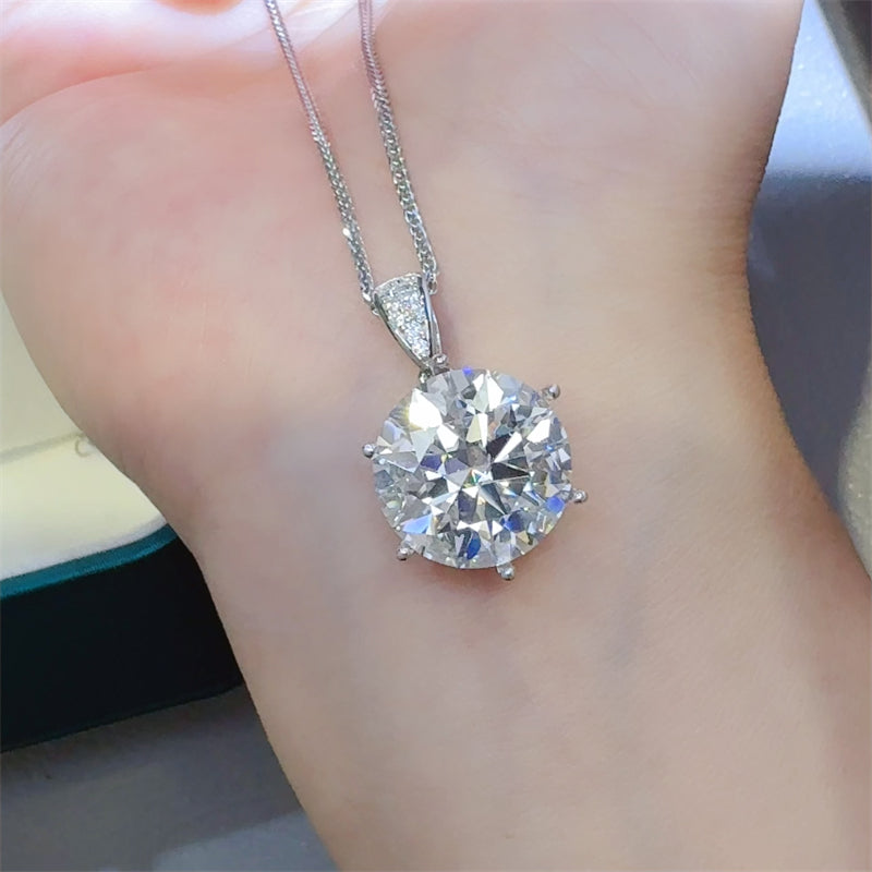 10 Carat Moissanite Solitaire Pendant Necklace