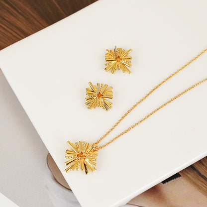 Starburst Gold-Plated Earrings + Necklace Set