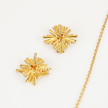Starburst Gold-Plated Earrings + Necklace Set