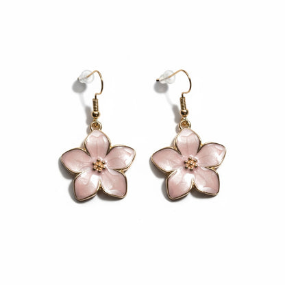 Gilded Pink Petal Flower Earrings