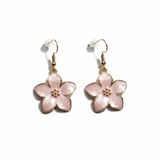 Gilded Pink Petal Flower Earrings