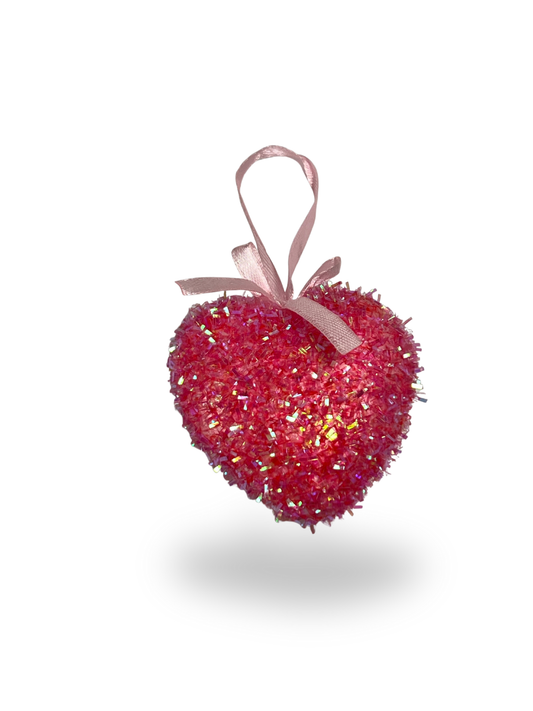 Sparkle Pink Heart Ornament