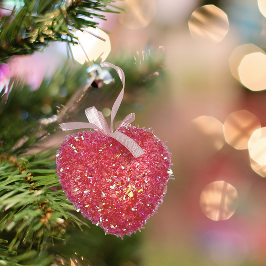 Sparkle Pink Heart Ornament