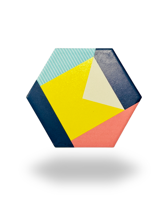 Hexagonal Multicolor Ceramic Coasters, 6 pcs.