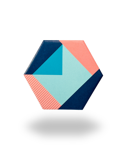 Hexagonal Multicolor Ceramic Coasters, 6 pcs.