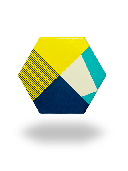 Hexagonal Multicolor Ceramic Coasters, 6 pcs.
