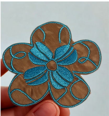 Blue Flower Iron-On Patch