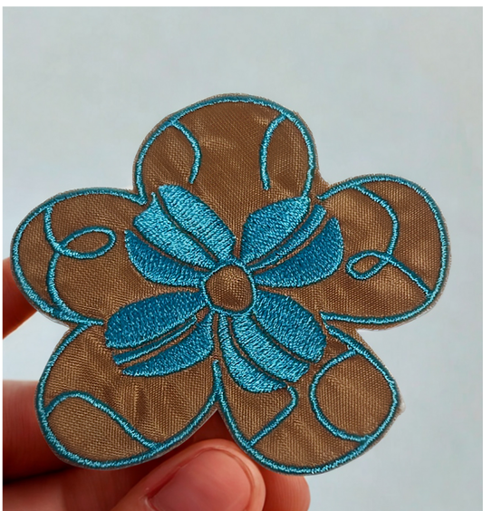 Blue Flower Iron-On Patch