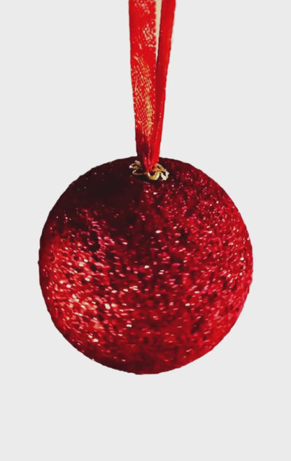 Sparkle Glitter Ball Ornament Set, 6 pack
