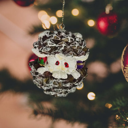 Pinecone Rabbits Ceramic Ornament
