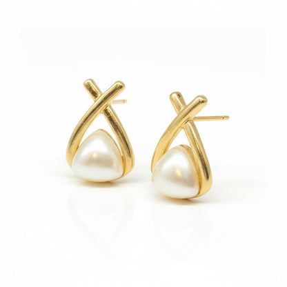 Pearl Cross Hatch Earrings