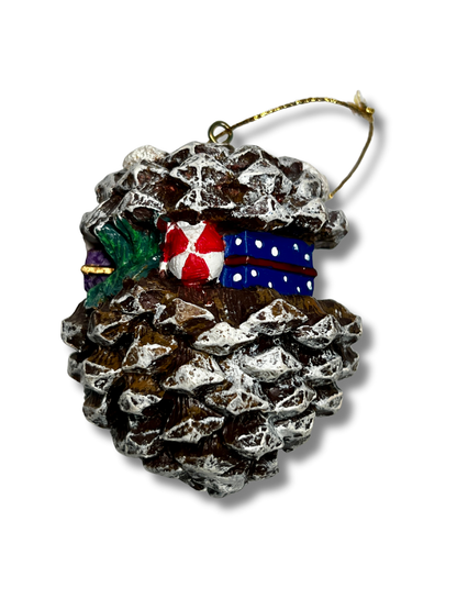 Pinecone Rabbits Ceramic Ornament