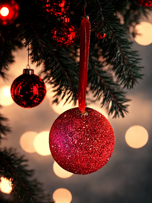 Sparkle Glitter Ball Ornament Set, 6 pack